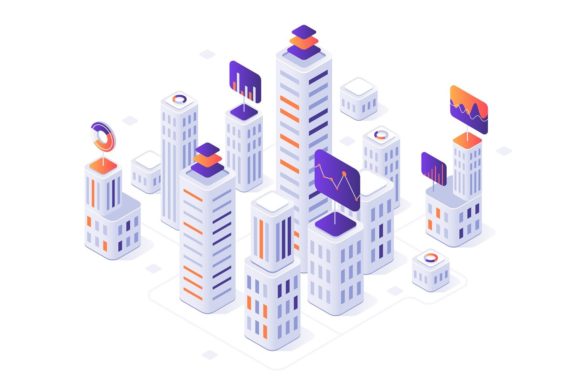 Isometric Megalopolis Buildings Infographic Guide