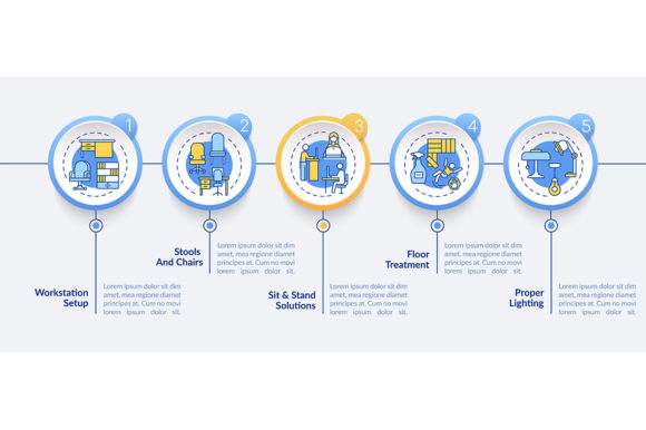 Work Station Design Vector Infographic: Visualizing Ergonomics and Workflow Efficiency